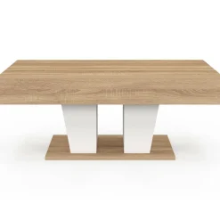 Table basse plateau relevable rectangulaire bois et blanc