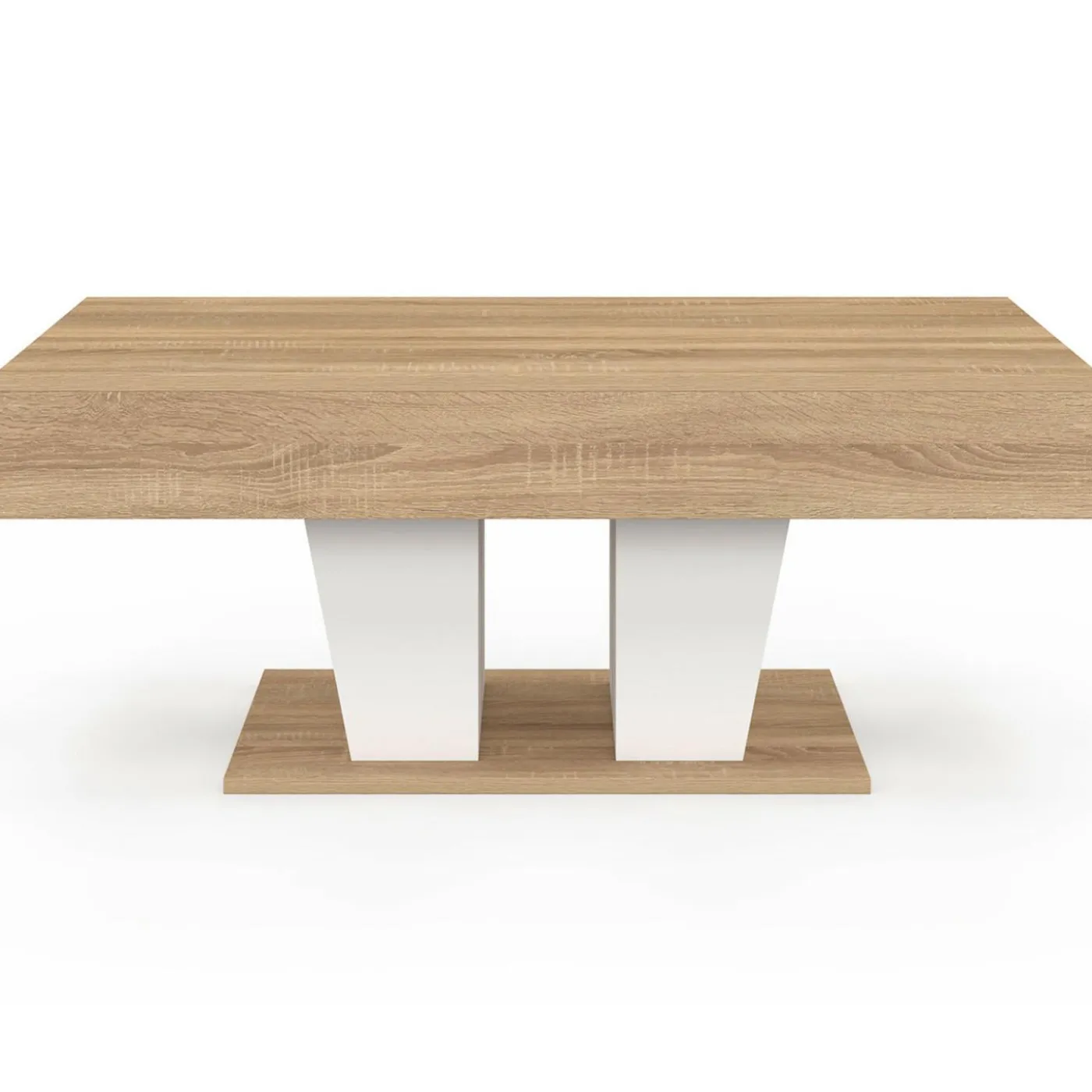 Table basse plateau relevable rectangulaire bois et blanc