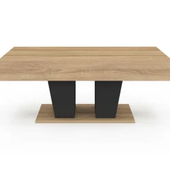 Table basse plateau relevable rectangulaire bois et noir