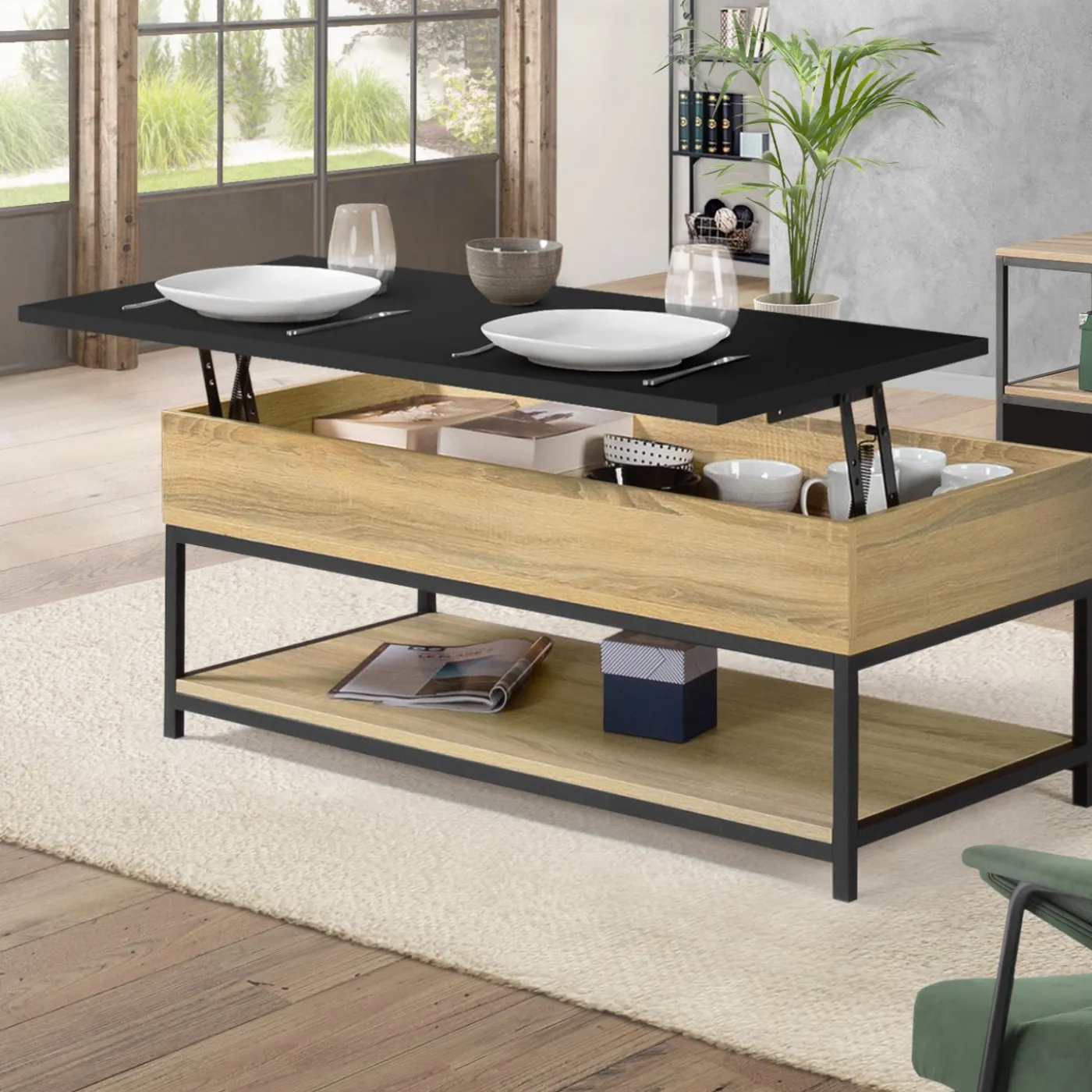 Table basse rectangle design industriel