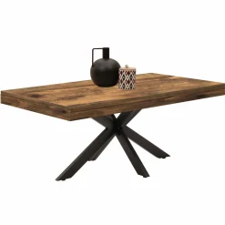 Table basse rectangle pied araignée bois foncé et noir