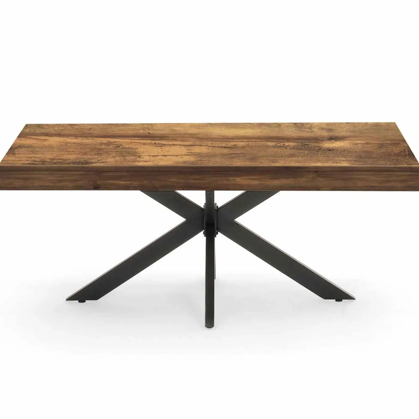 Table basse rectangle pied araignée bois foncé et noir