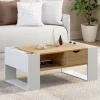 Table basse rectangulaire avec tiroir bois blanc et façon hêtre