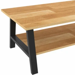 Table basse rectangulaire 100 cm double plateau bois et noir