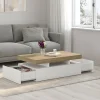 Table basse rectangulaire 2 tiroirs blanc