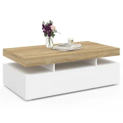 Table basse rectangulaire 2 tiroirs blanc