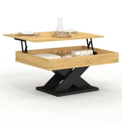 Table basse rectangulaire plateau relevable pied noir