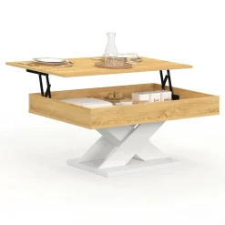 Table basse rectangulaire plateau relevable pied blanc