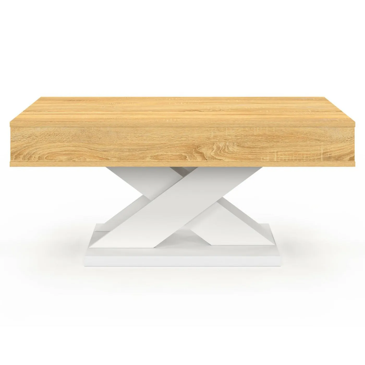 Table basse rectangulaire plateau relevable pied blanc