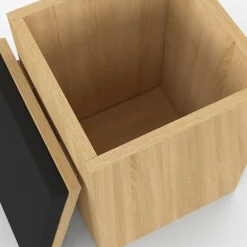 Table basse rectangulaire double plateau relevable avec poufs bois et noir convertible en table à manger