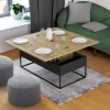 Table basse rectangulaire industrielle relevable et convertible pour manger