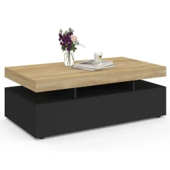 Table basse rectangulaire 2 tiroirs noir