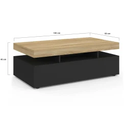 Table basse rectangulaire 2 tiroirs noir