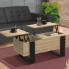 Table basse relevable 2 plateaux bois et noir