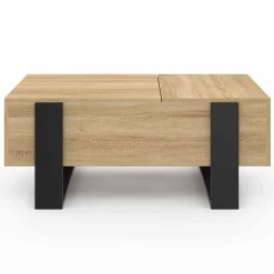 Table basse relevable 2 plateaux bois et noir