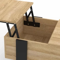 Table basse relevable 2 plateaux bois et noir