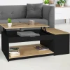 Table basse relevable bois noir et façon hêtre