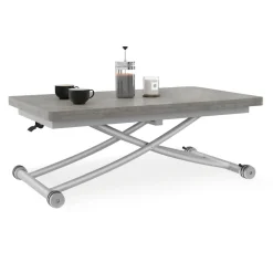 Table basse relevable en table à manger moderne avec plateau effet béton