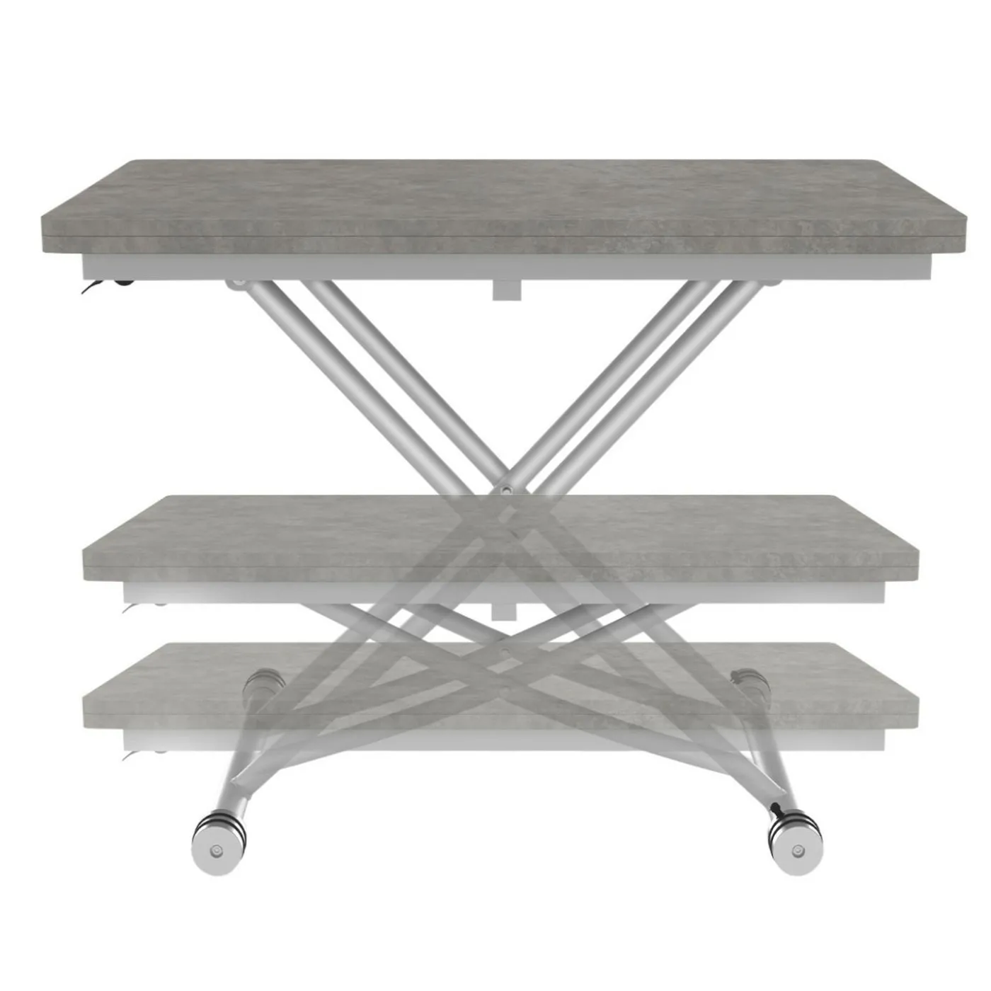 Table basse relevable en table à manger moderne avec plateau effet béton