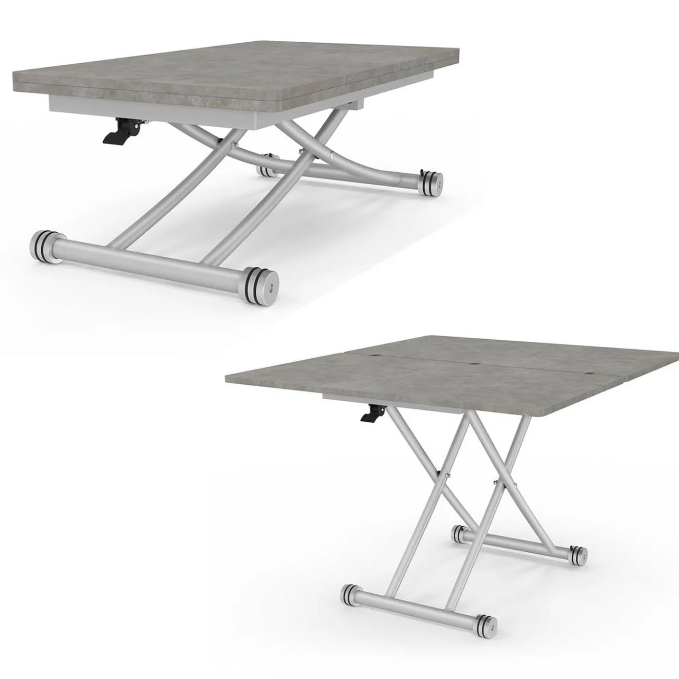 Table basse relevable en table à manger moderne avec plateau effet béton