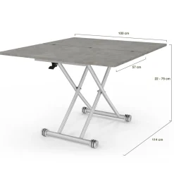 Table basse relevable en table à manger moderne avec plateau effet béton
