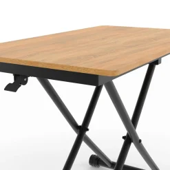 Table basse relevable en table à manger industrielle
