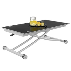 Table basse relevable en table à manger verre trempé