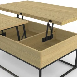 Table basse relevable industrielle rectangulaire convertible en table à manger