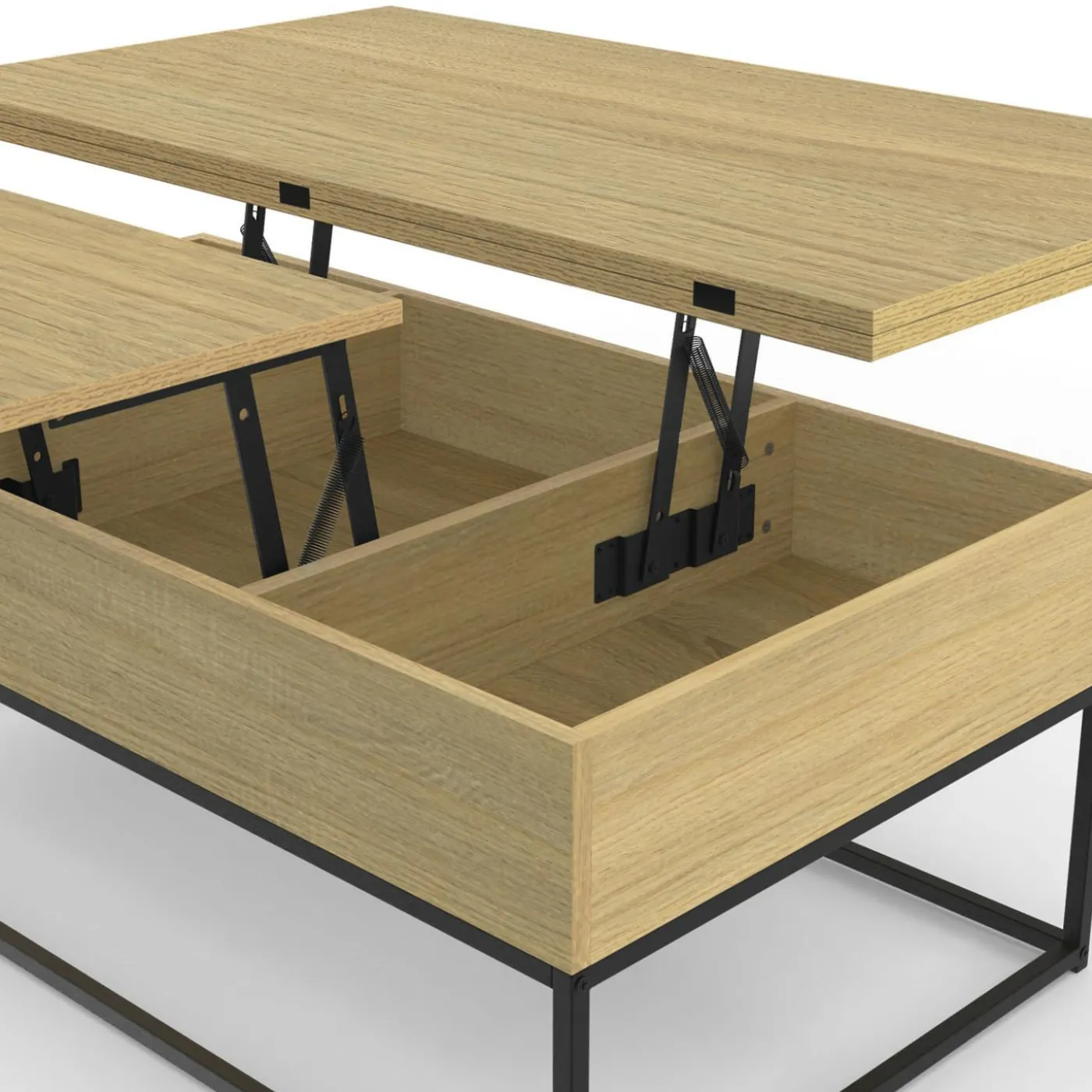 Table basse relevable industrielle rectangulaire convertible en table à manger