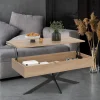 Table basse relevable industrielle rectangulaire bois et noir 100 cm pied araignée