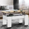 Table basse relevable rectangulaire bois blanc et imitation hêtre