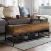 Table basse relevable style industriel effet bois vieilli