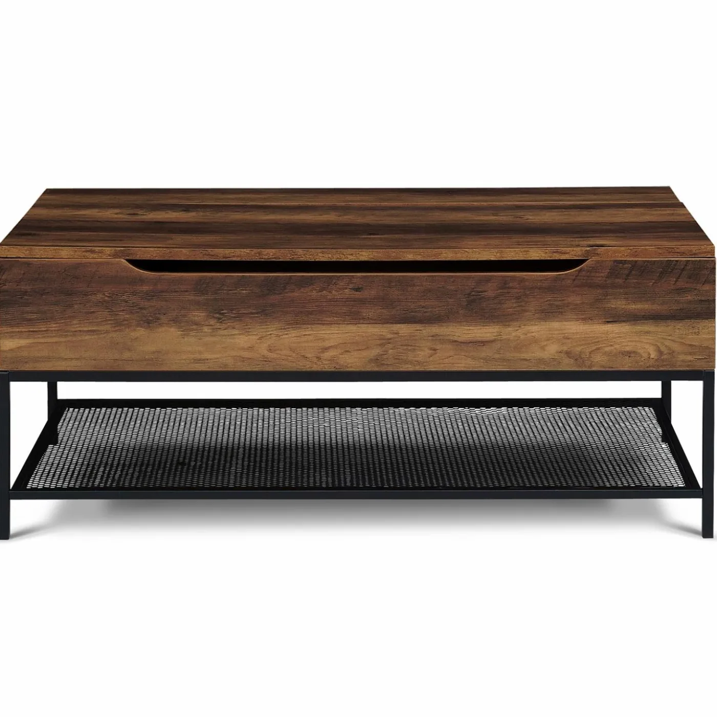 Table basse relevable style industriel effet bois vieilli