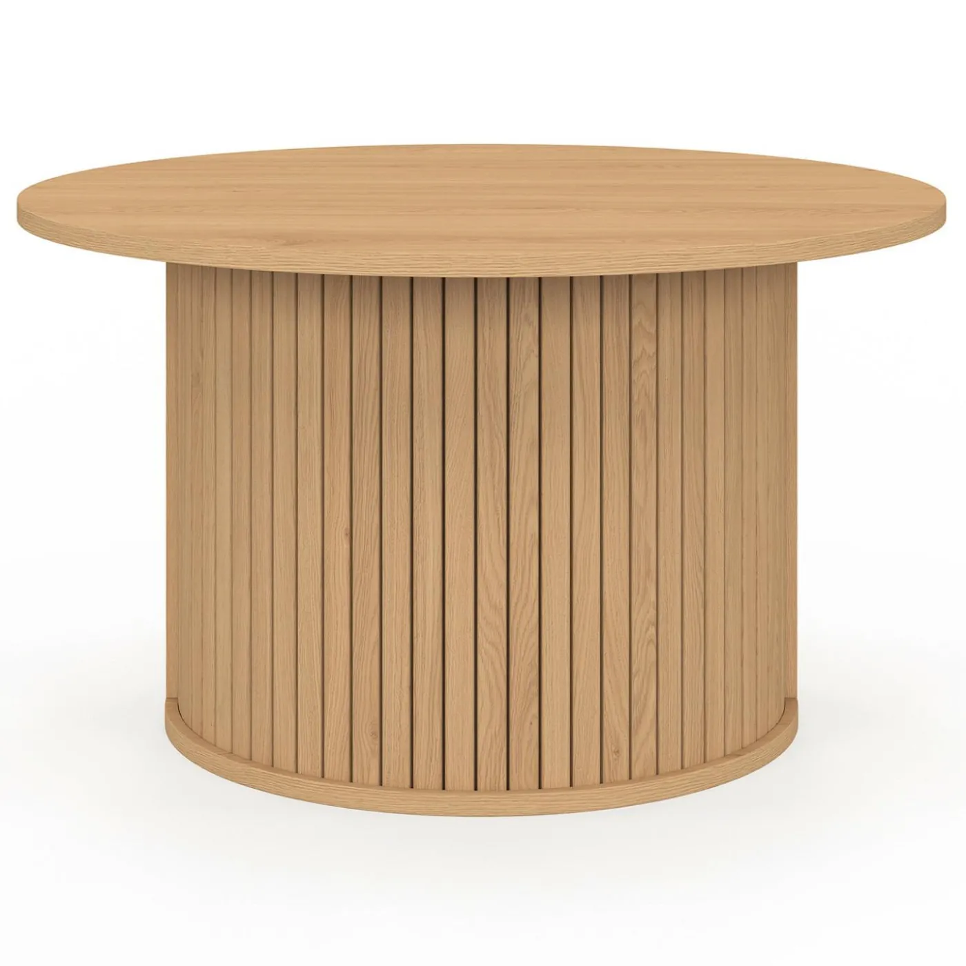 Table basse ronde 70 cm lattes coloris chêne