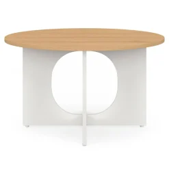 Table basse ronde 70 cm pied arc blanc