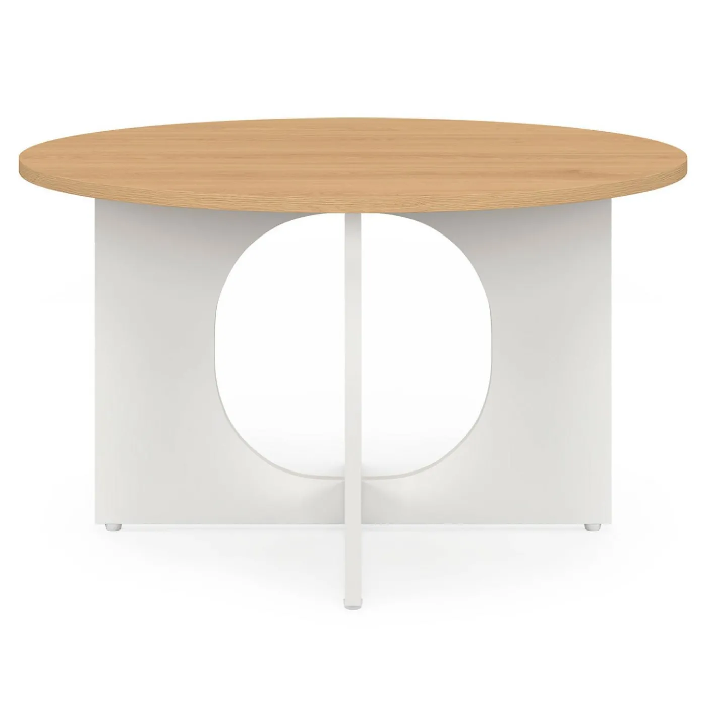 Table basse ronde 70 cm pied arc blanc