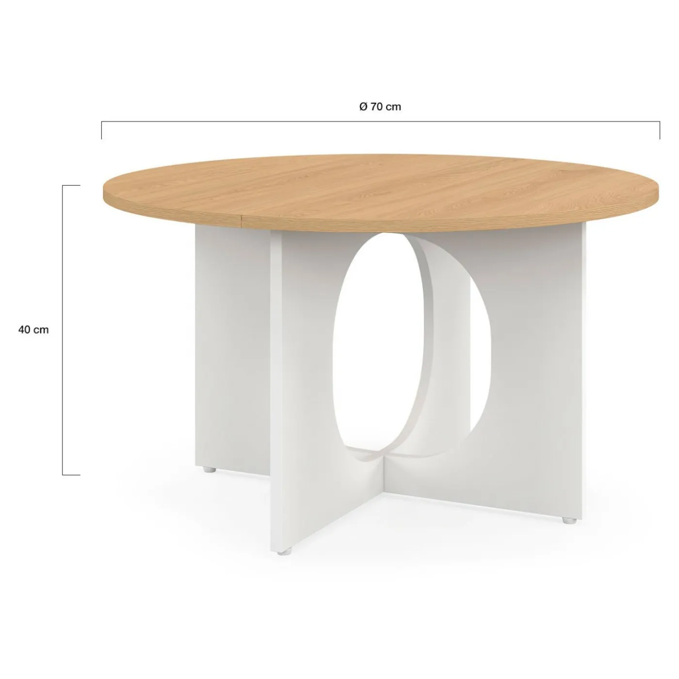Table basse ronde 70 cm pied arc blanc