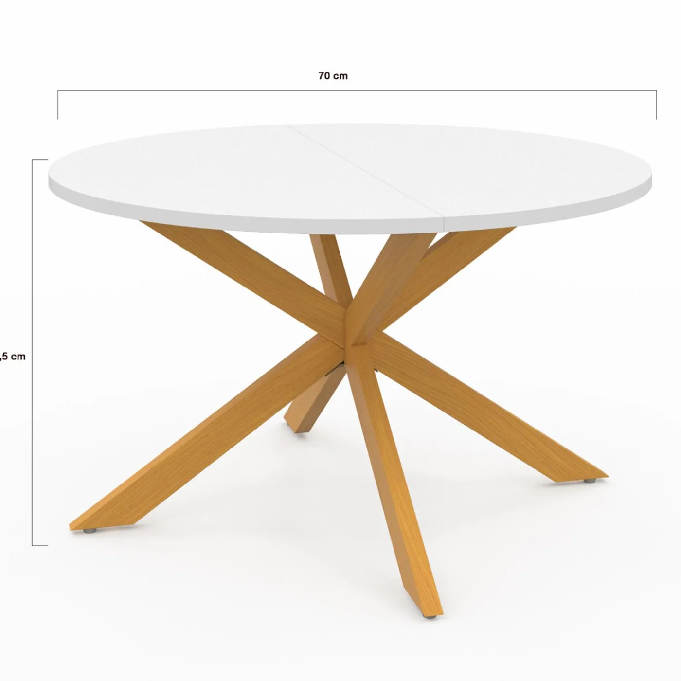 Table basse ronde blanche et bois 70 cm pied araignée
