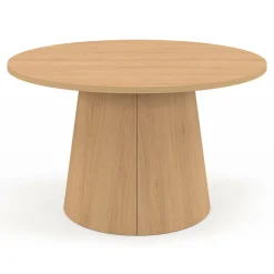 Table basse ronde bois effet hêtre 70 cm pied central