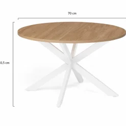 Table basse ronde bois et blanche industrielle