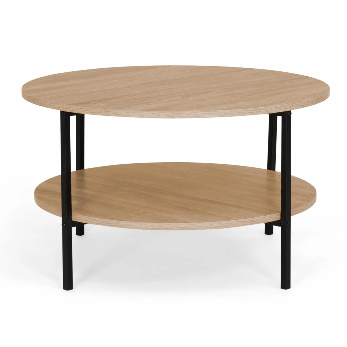 Table basse ronde double plateau style industriel 70 cm