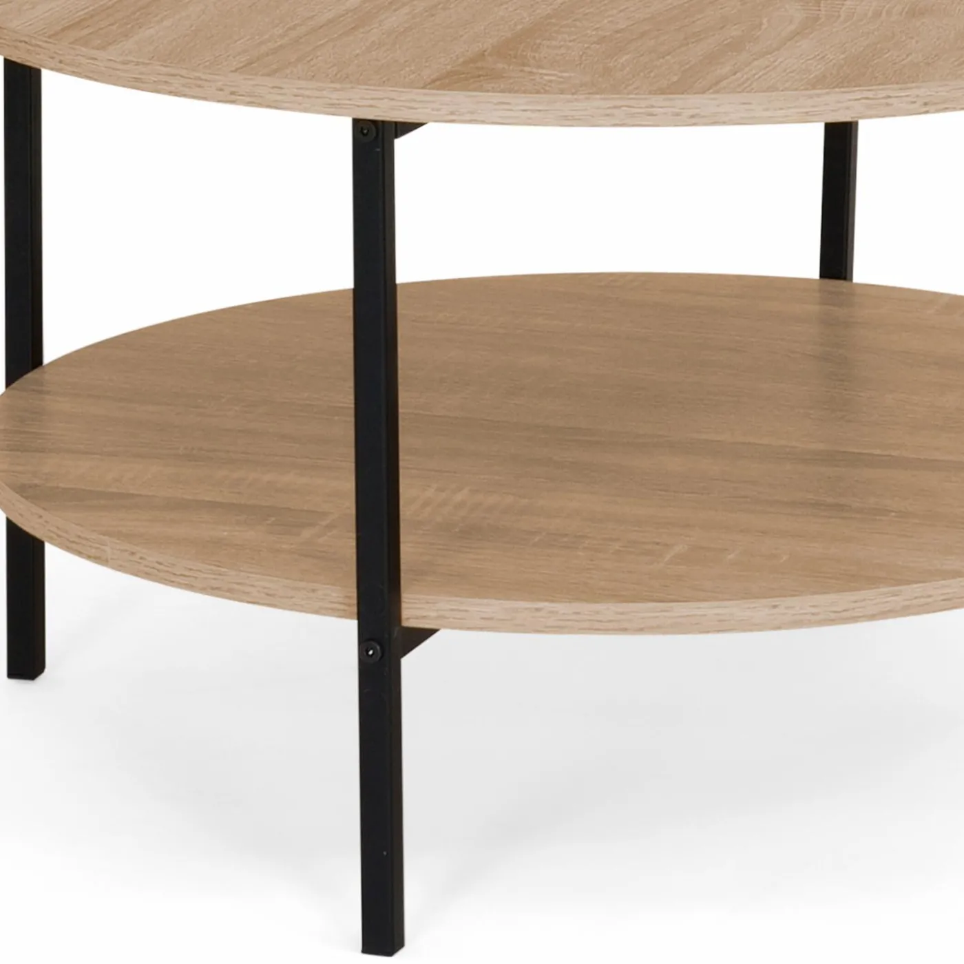 Table basse ronde double plateau style industriel 70 cm