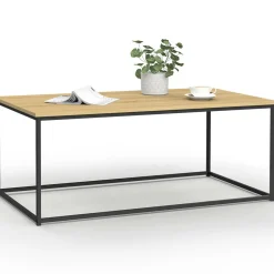 Table basse style industriel bois et métal noir