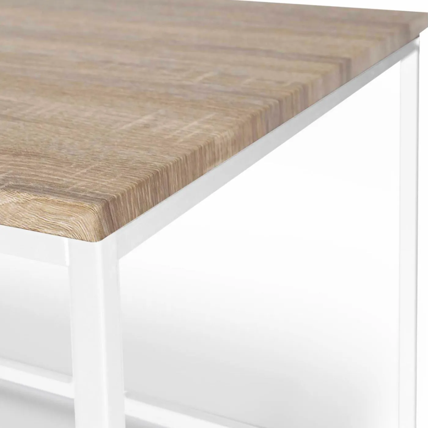 Table basse style industriel bois et métal blanc