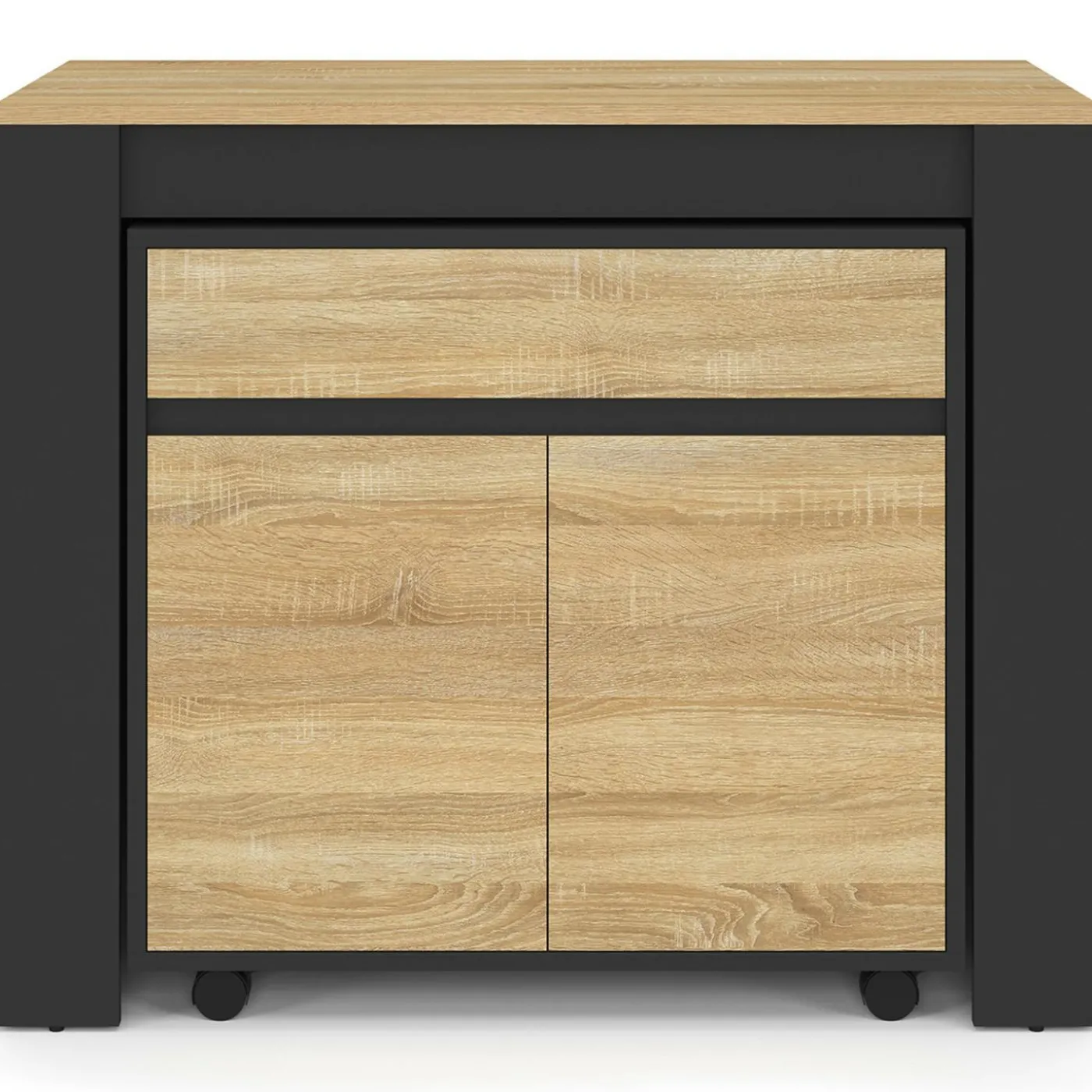 Table buffet extensible 10 personnes 235 cm bois et noir