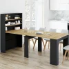 Table buffet haut extensible 8 personnes bois et noir 235 cm