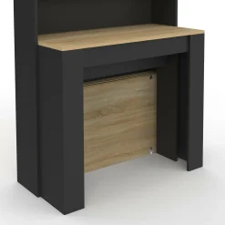 Table buffet haut extensible 8 personnes bois et noir 235 cm