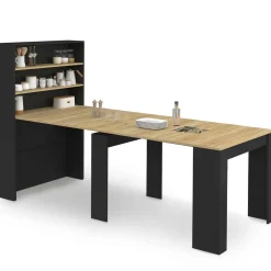 Table buffet haut extensible 8 personnes bois et noir 235 cm