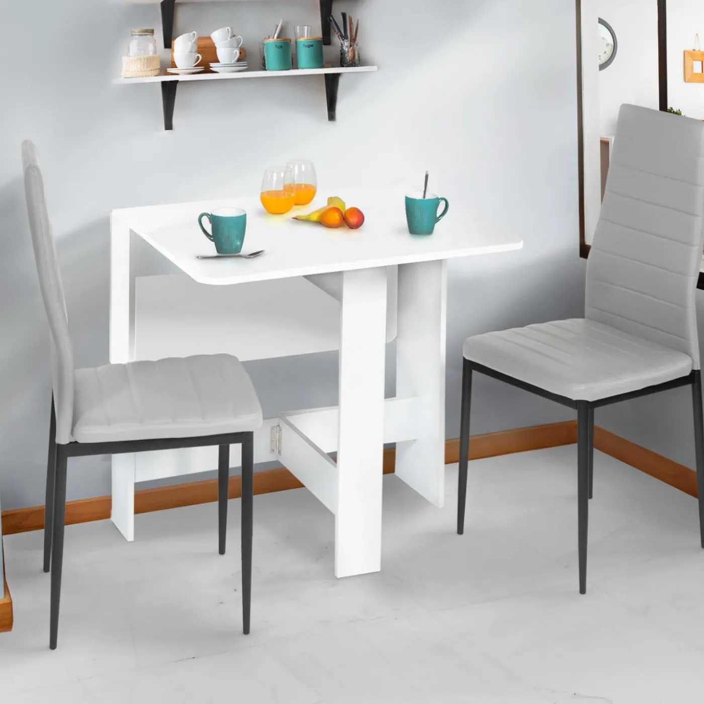 Table console blanche en bois