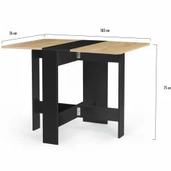 Table console bois noir et imitation hêtre
